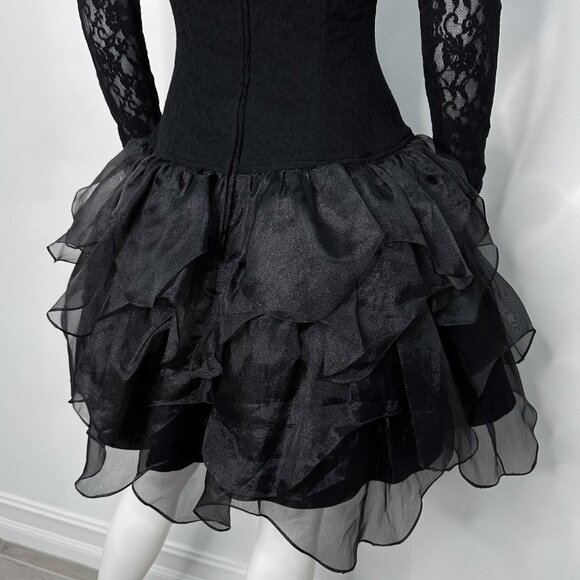 Tadashi Shoji Vintage Drop Waist Scoop Neck Lace Detail Mini Dress Womens Size S - Picture 14 of 15